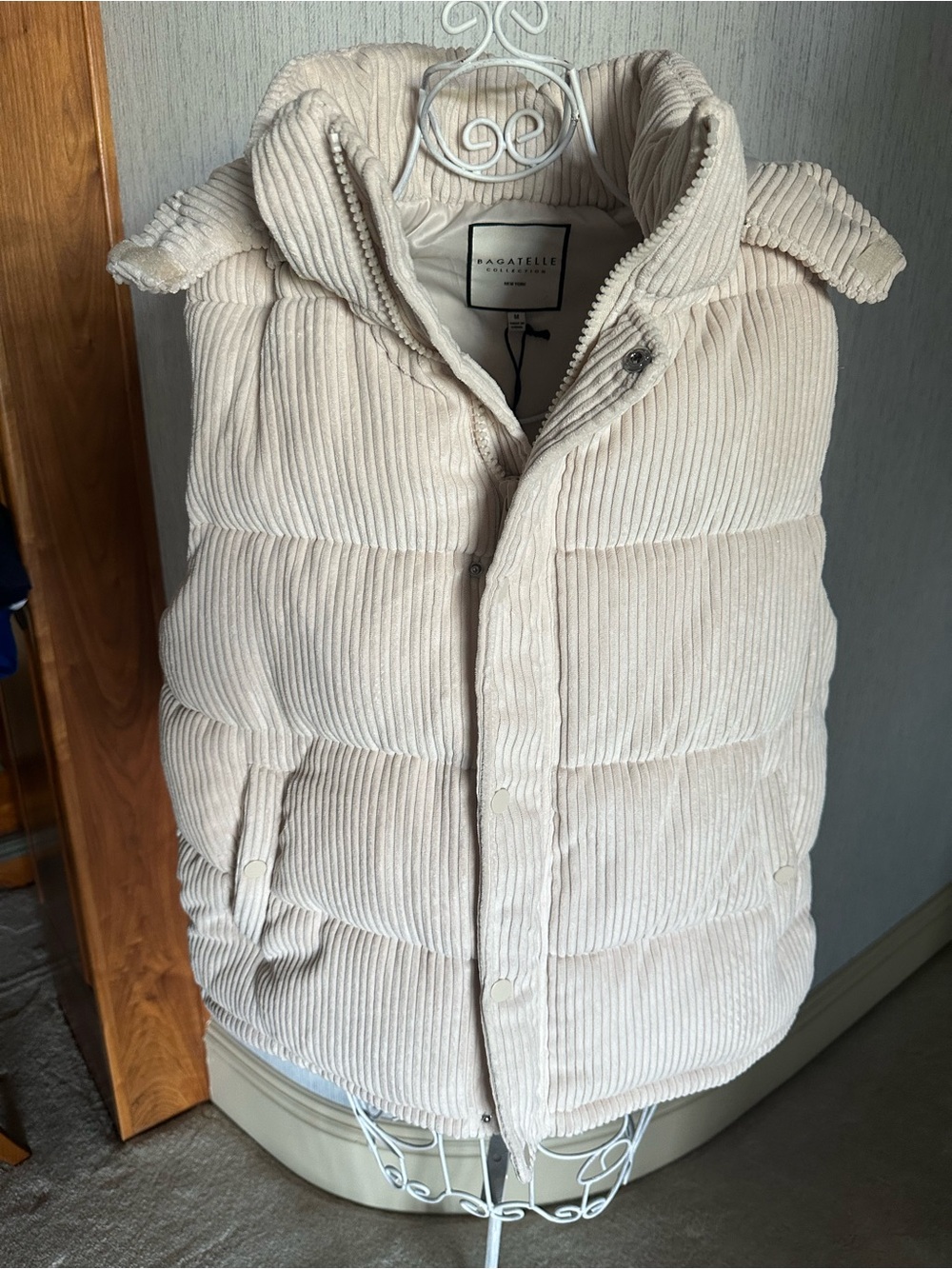 bagatelle Cream Corduroy Puffer Vest